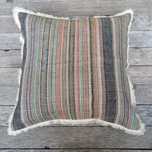 handcrafted linen stripe -one of a kind pillow