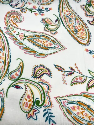 Heritage Paisley Handkerchief Light Weight 100% Linen Fabric By The Yard/CL1116