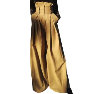 High Waist Pleated Ruffled Palazzo Trousers