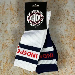Independent Classic Bauhaus Stripes Socks 2 Pack White /  Dark Navy