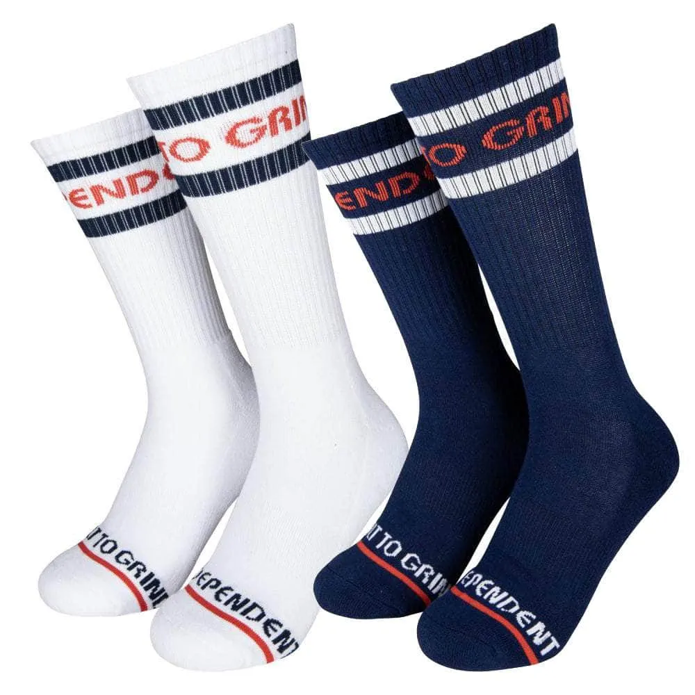 Independent Classic Bauhaus Stripes Socks 2 Pack White /  Dark Navy