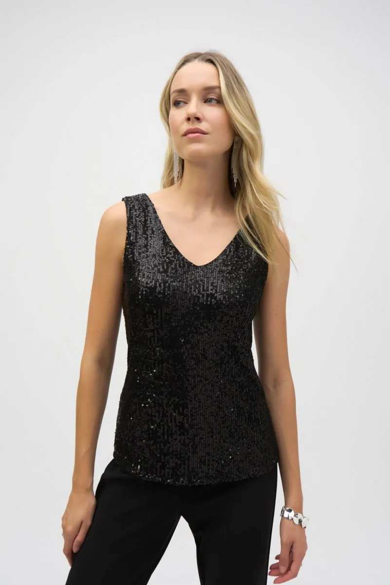 Joseph Ribkoff Sequined V-Neck Tank Top 243789