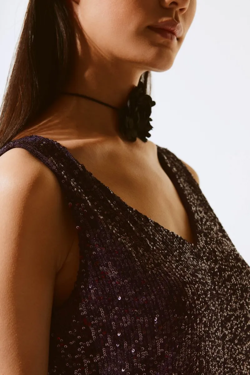 Joseph Ribkoff Sequined V-Neck Tank Top 243789