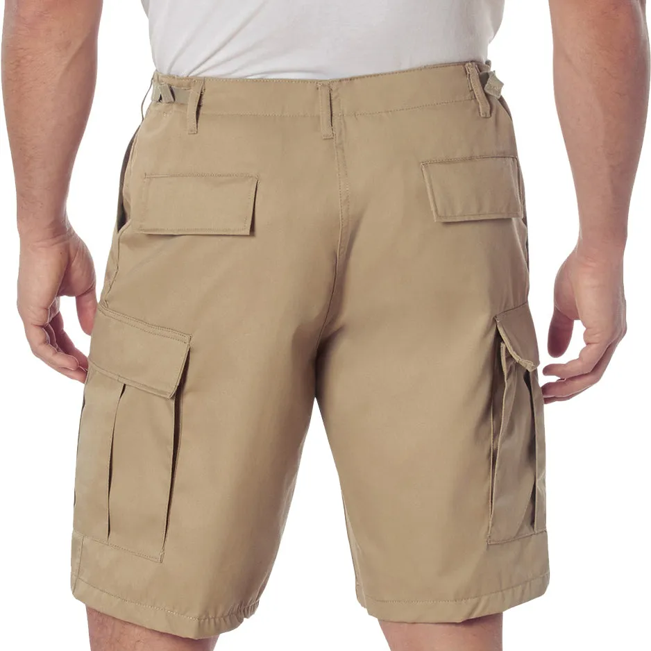 Khaki - Military Cargo BDU Shorts - Polyester Cotton Twill
