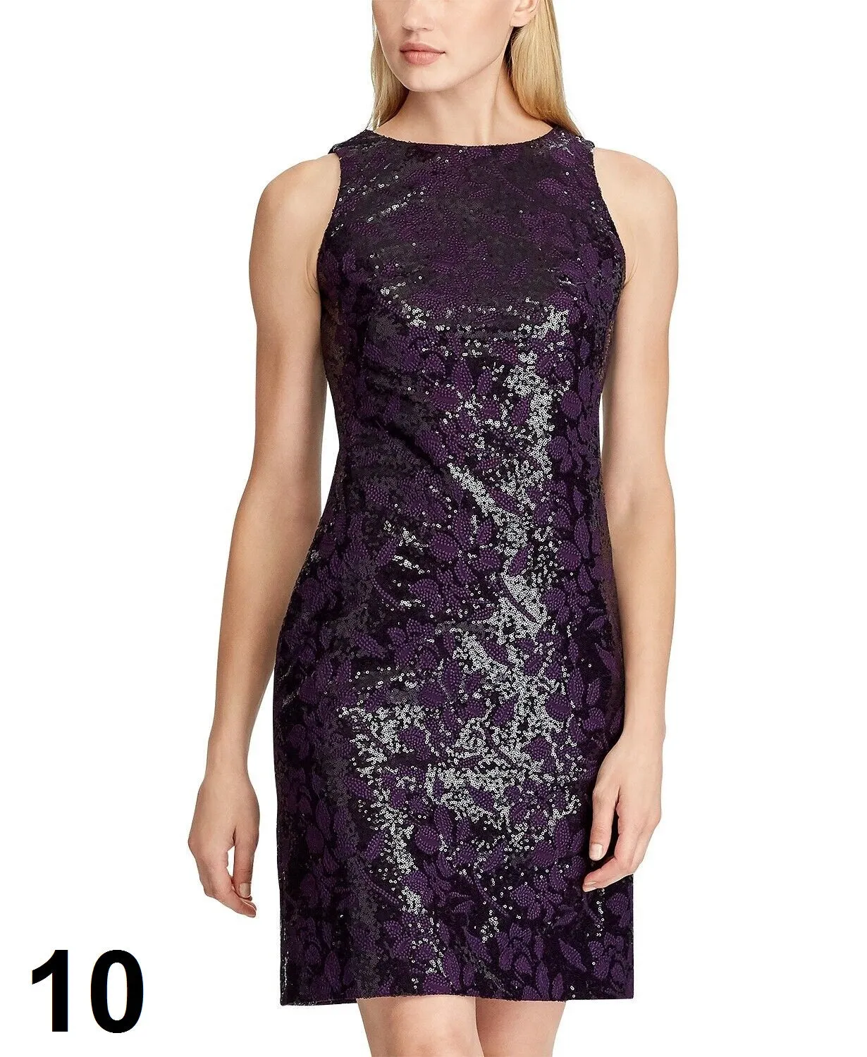 Lauren Ralph Lauren Women's Sequined Embroidered Floral Cocktail Dress, Size 10