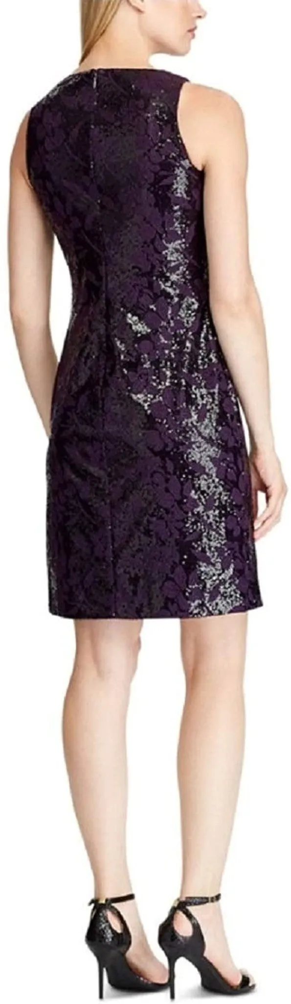 Lauren Ralph Lauren Women's Sequined Embroidered Floral Cocktail Dress, Size 10