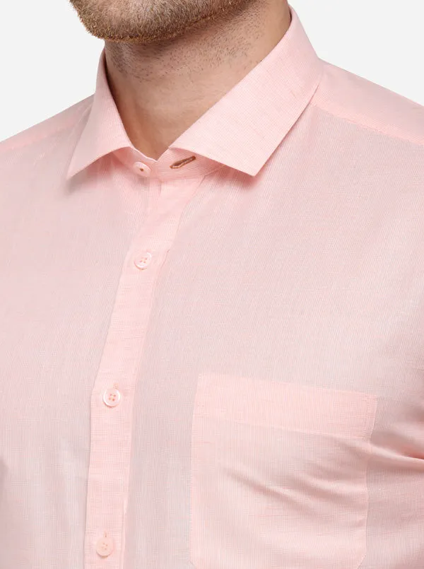 Light Pink Solid Regular Fit Formal Shirt | JadeBlue