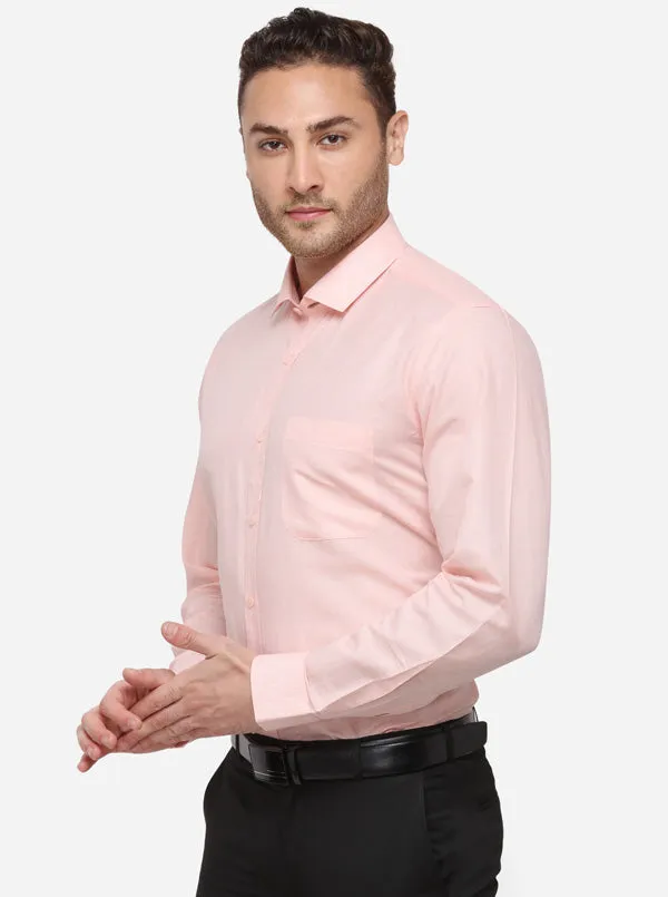 Light Pink Solid Regular Fit Formal Shirt | JadeBlue