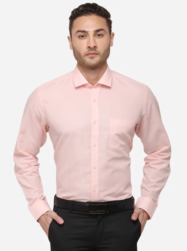 Light Pink Solid Regular Fit Formal Shirt | JadeBlue
