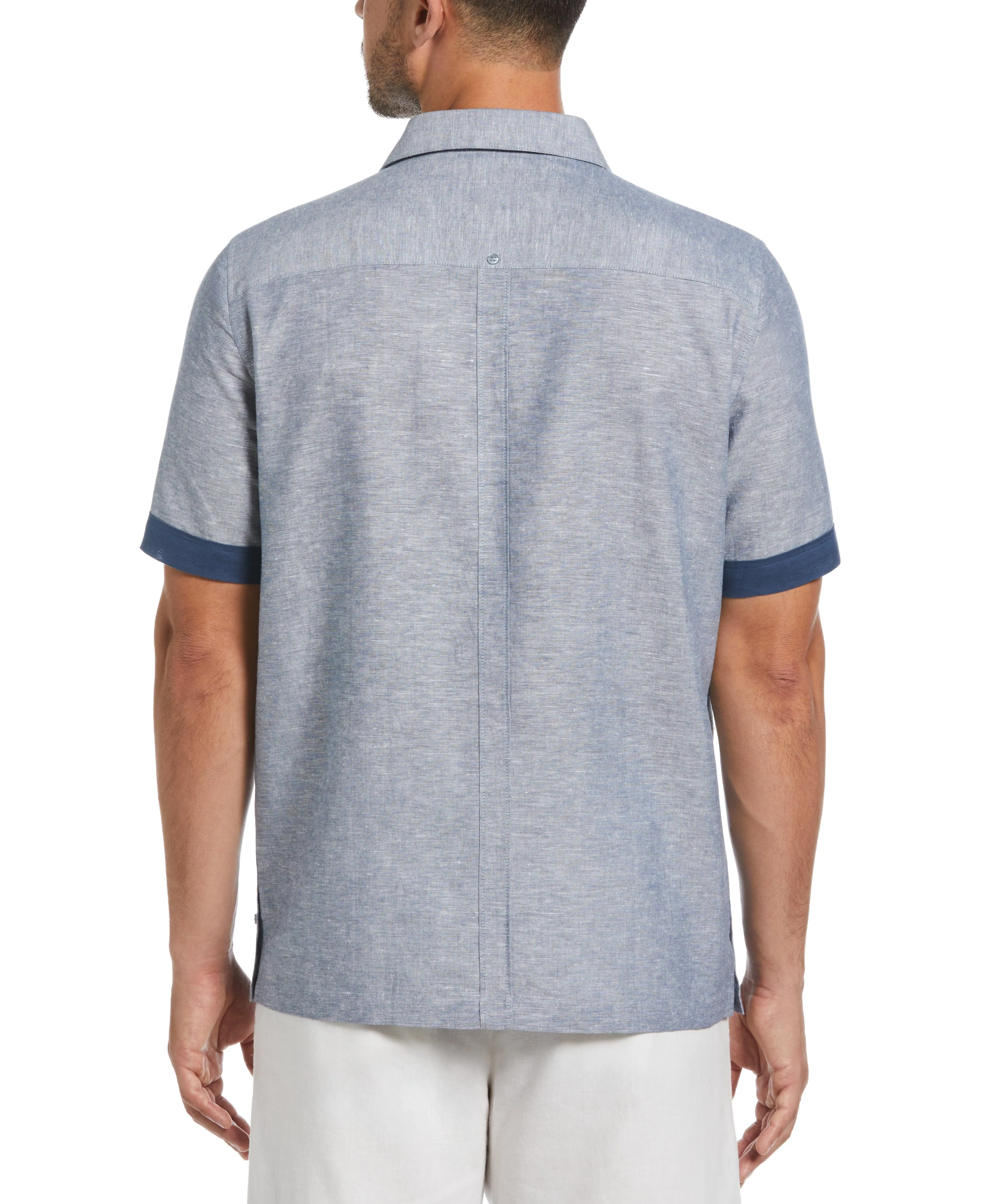 Linen Blend Cross Dye Guayabera Shirt