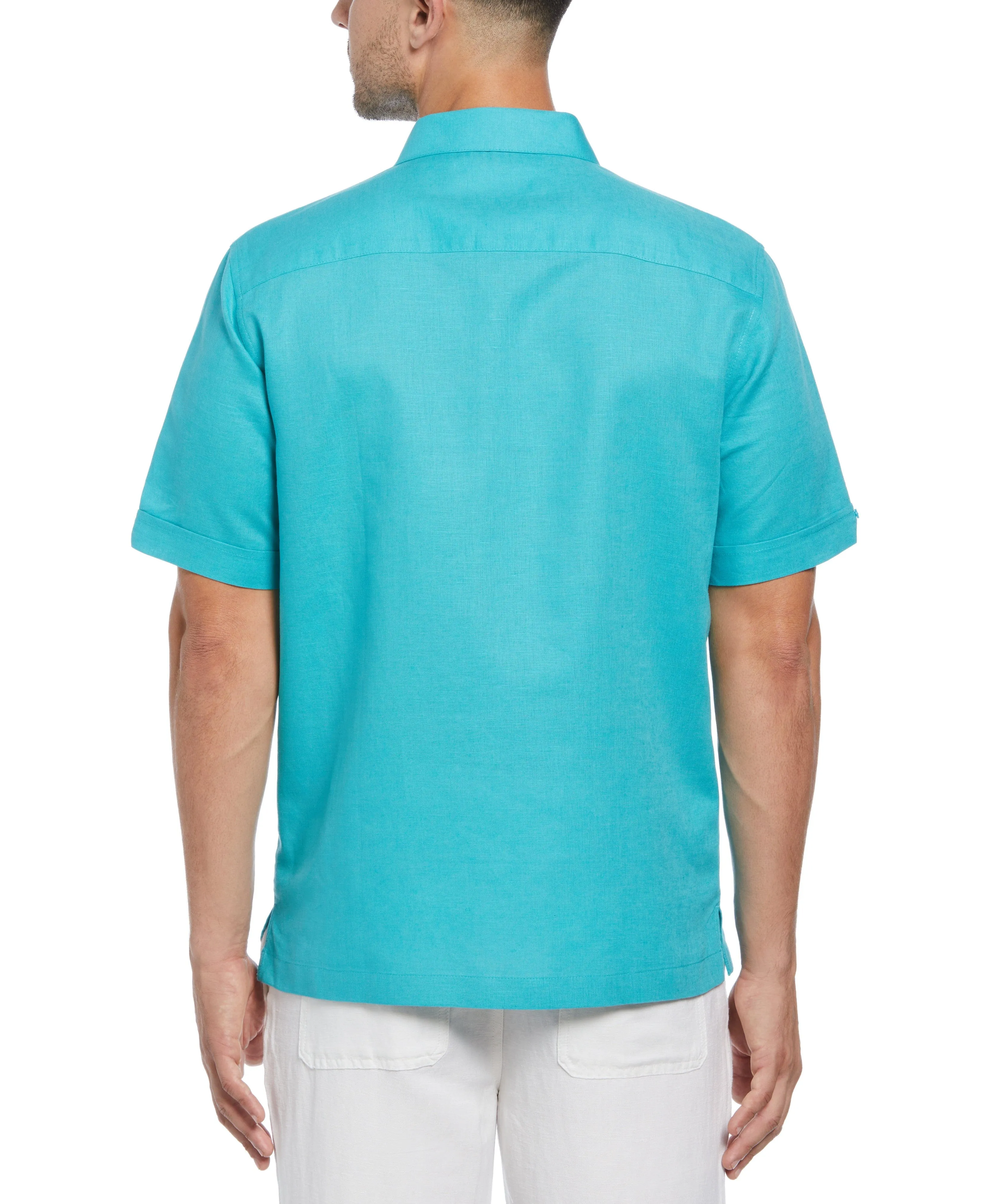 Linen Blend Geo Embroidered Panel Shirt