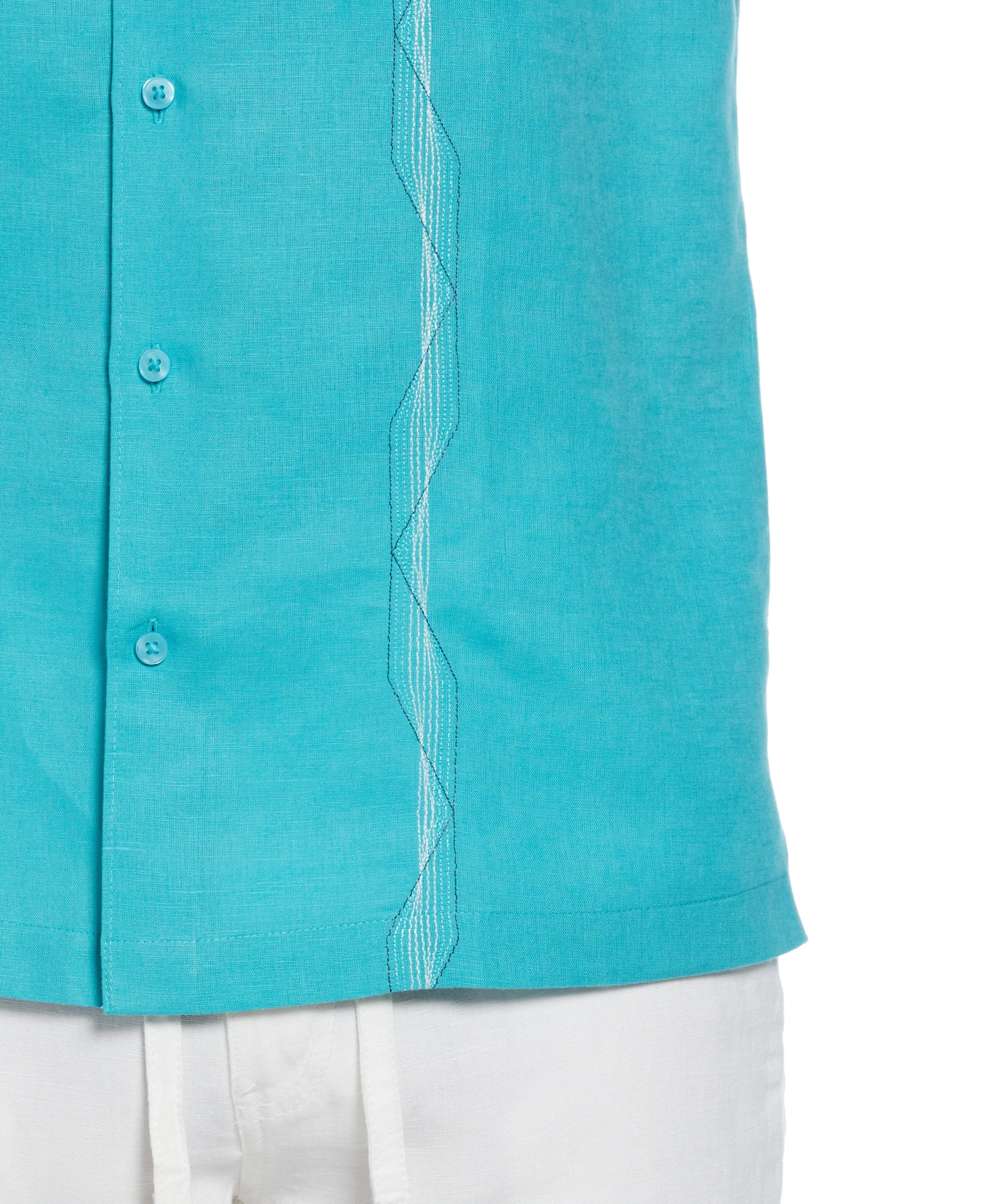 Linen Blend Geo Embroidered Panel Shirt