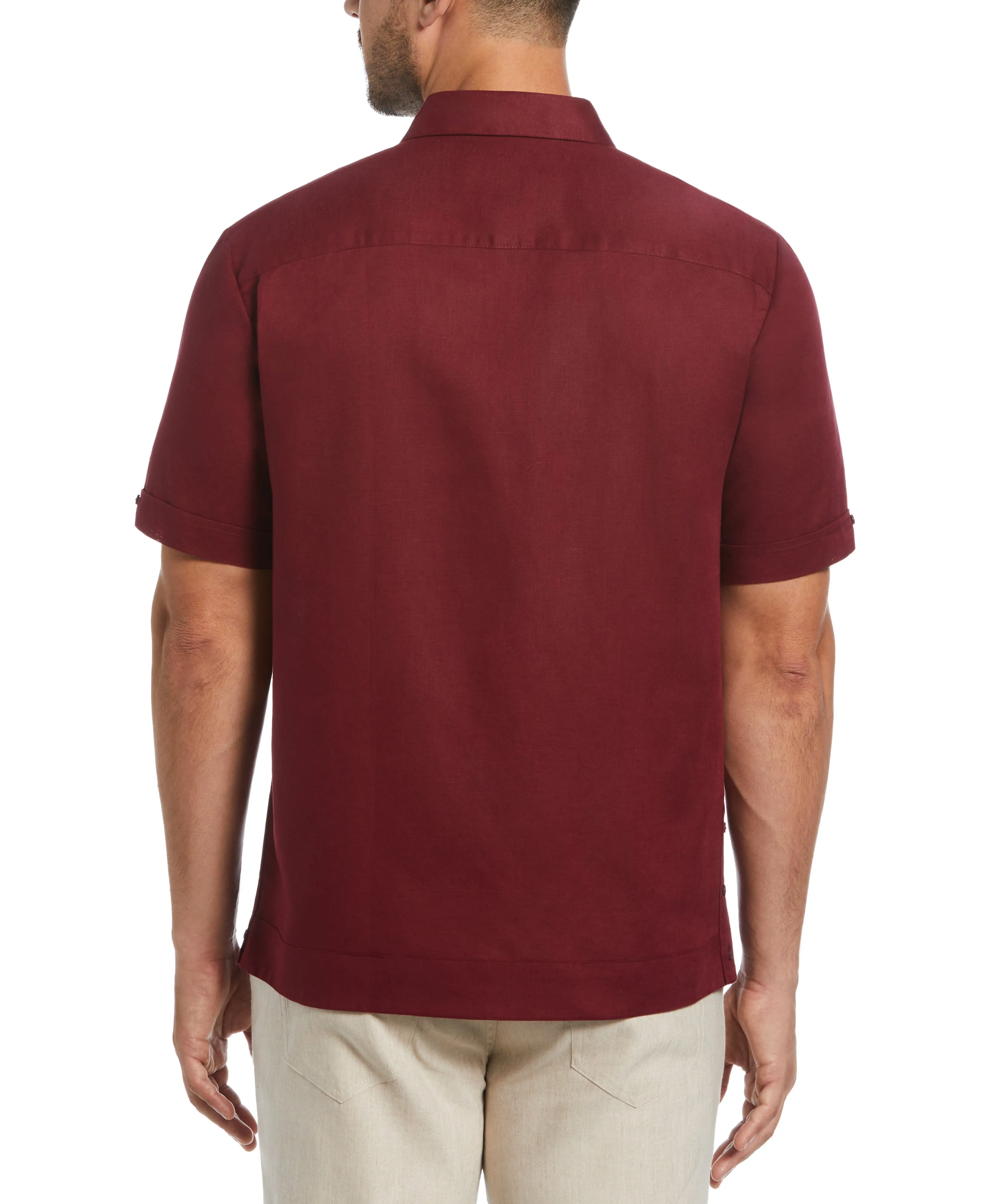 Linen Blend No-Pocket Guayabera Shirt