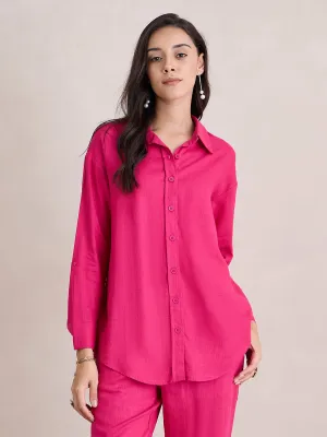 Linen Blend Pink Shirt
