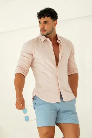 Linen Blend Shirt in Pink