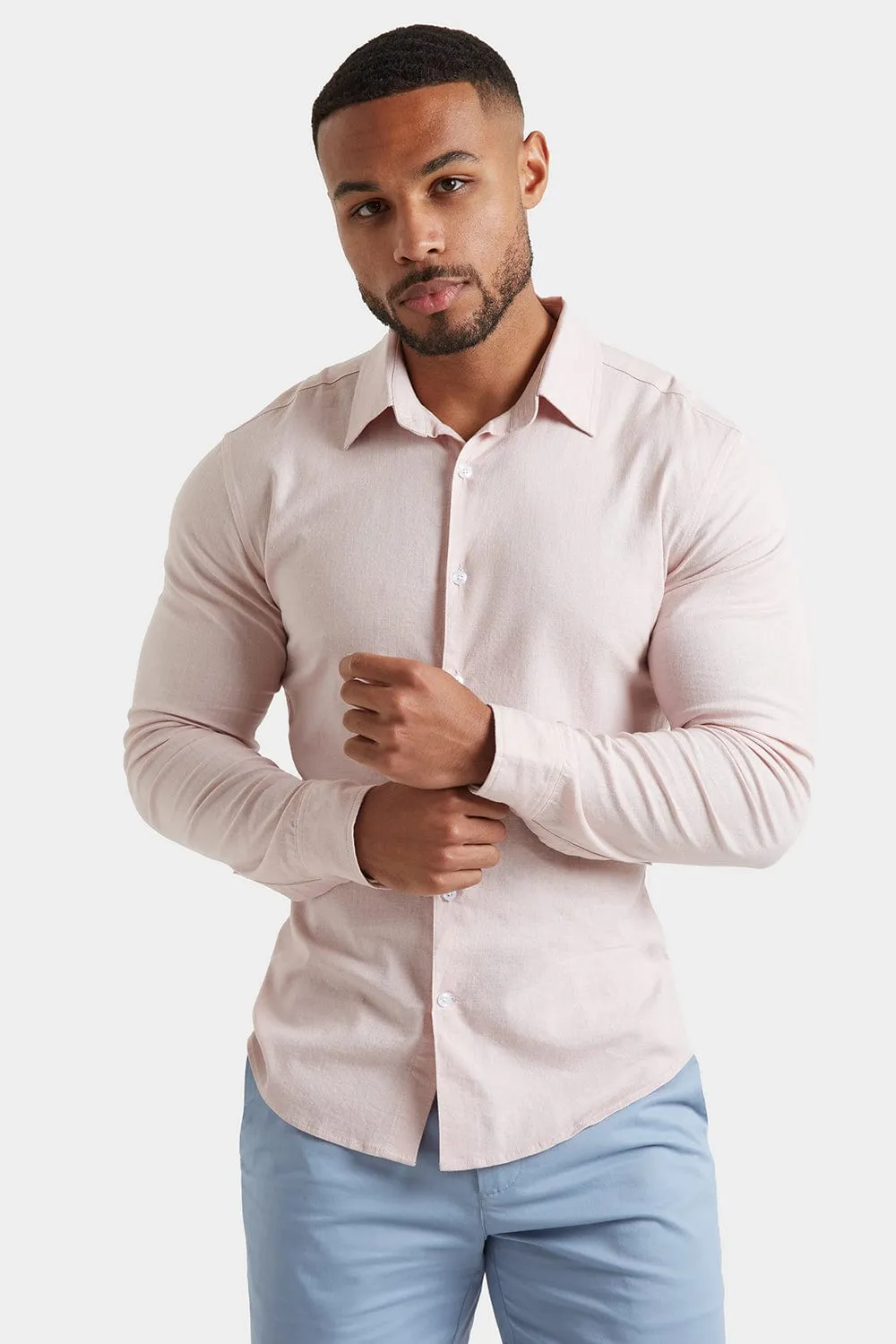 Linen Blend Shirt in Pink