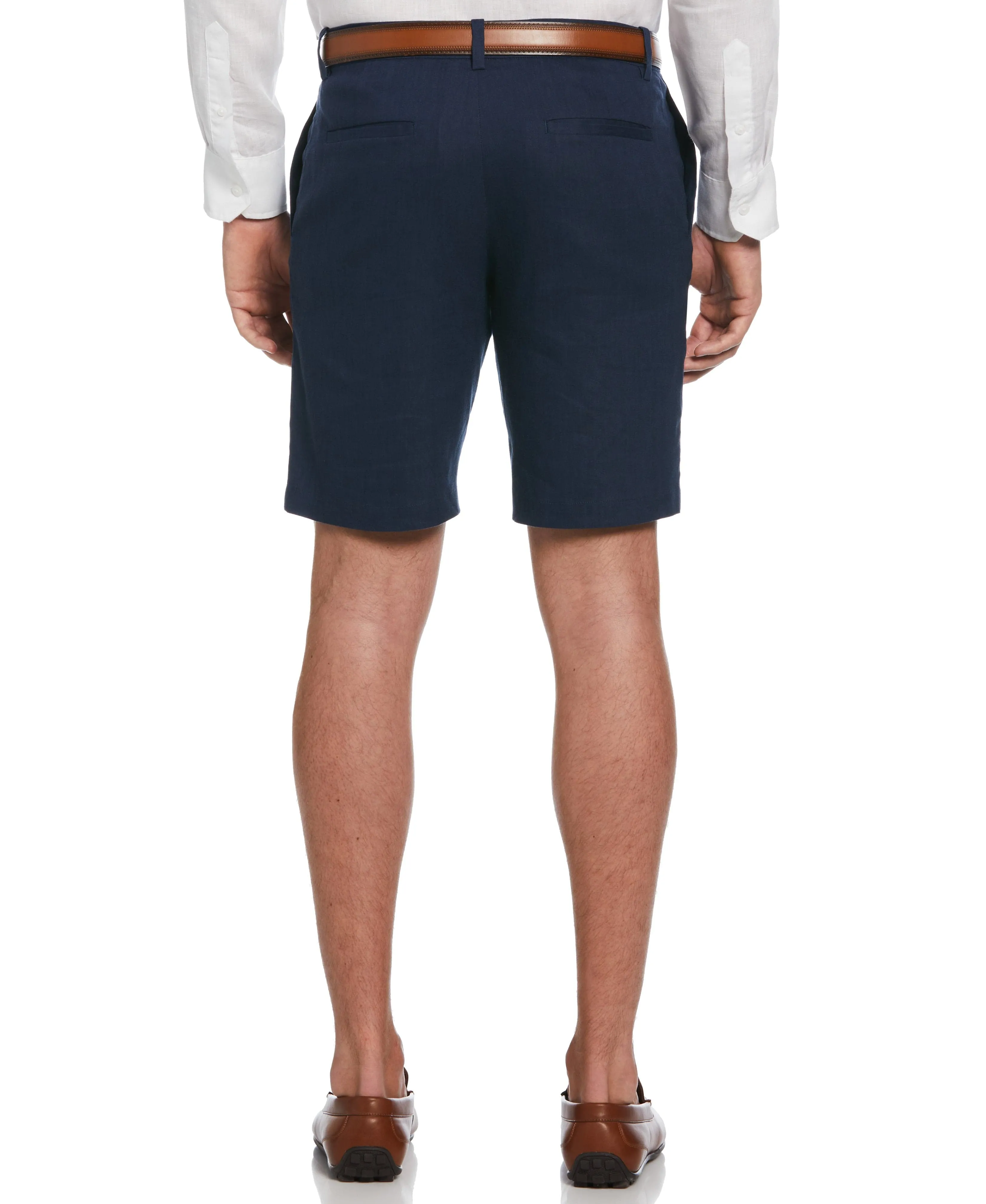 Linen-Blend Stretch Flat-Front Shorts