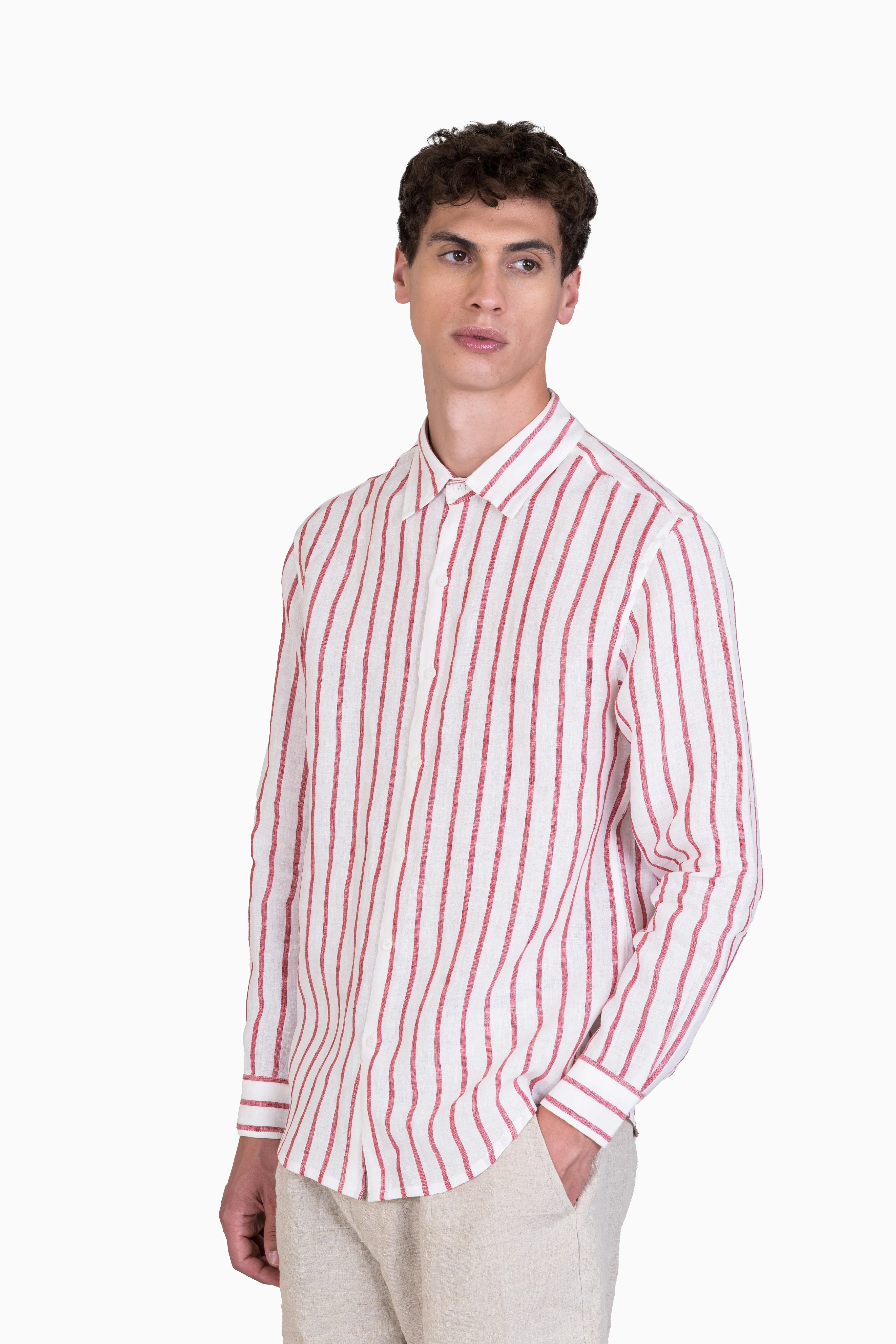 Linen Colin Shirt-Rene Red