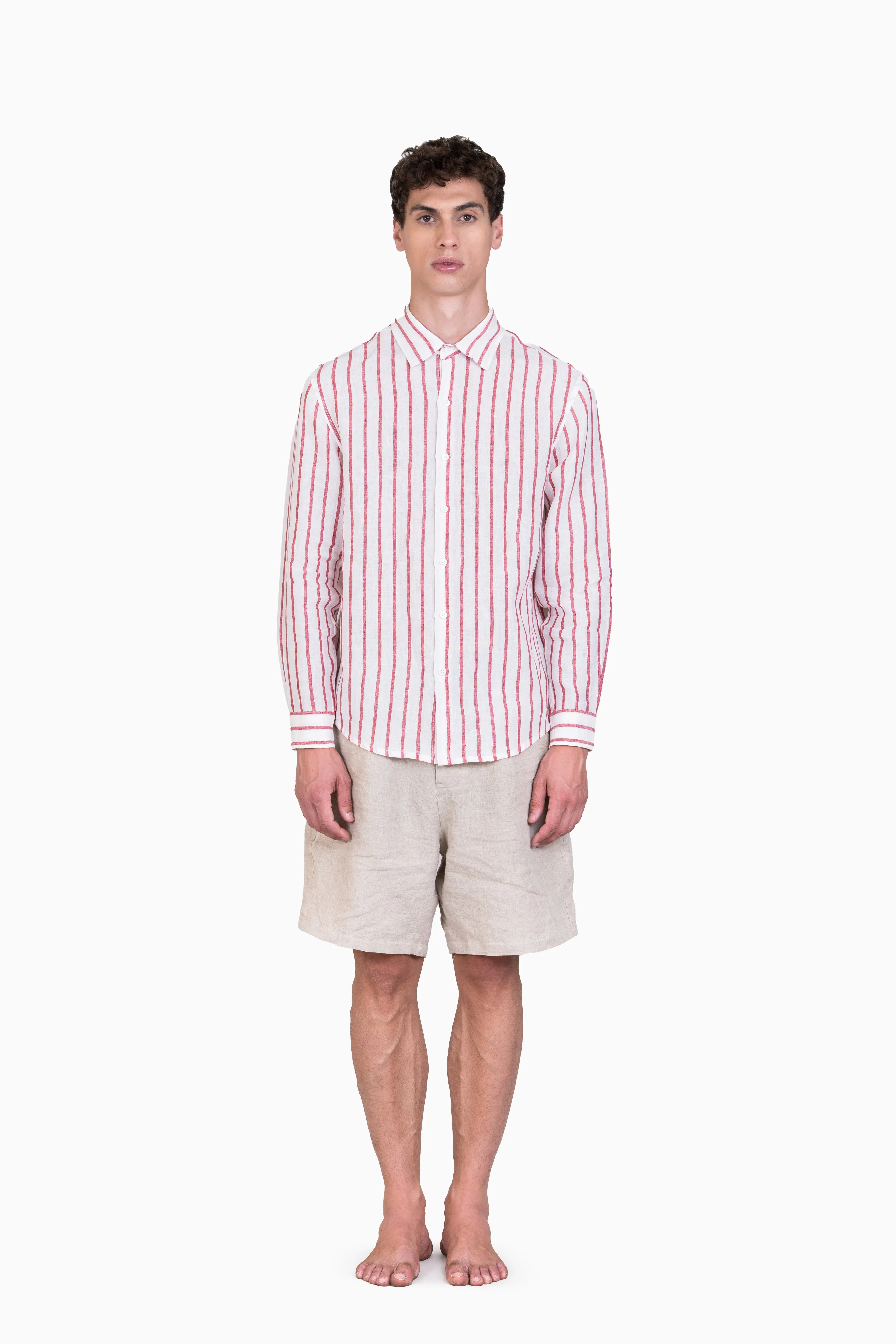 Linen Colin Shirt-Rene Red