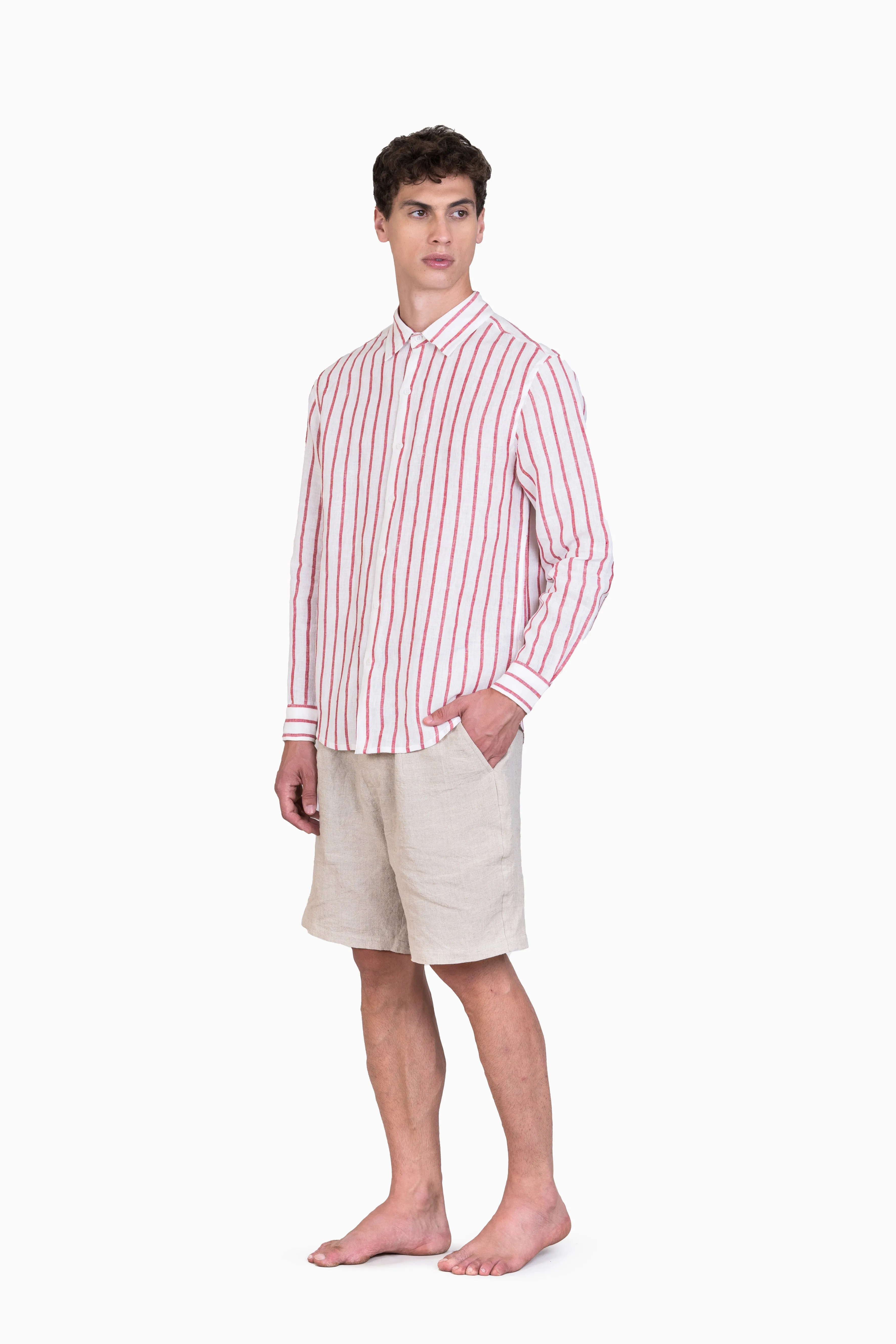 Linen Colin Shirt-Rene Red