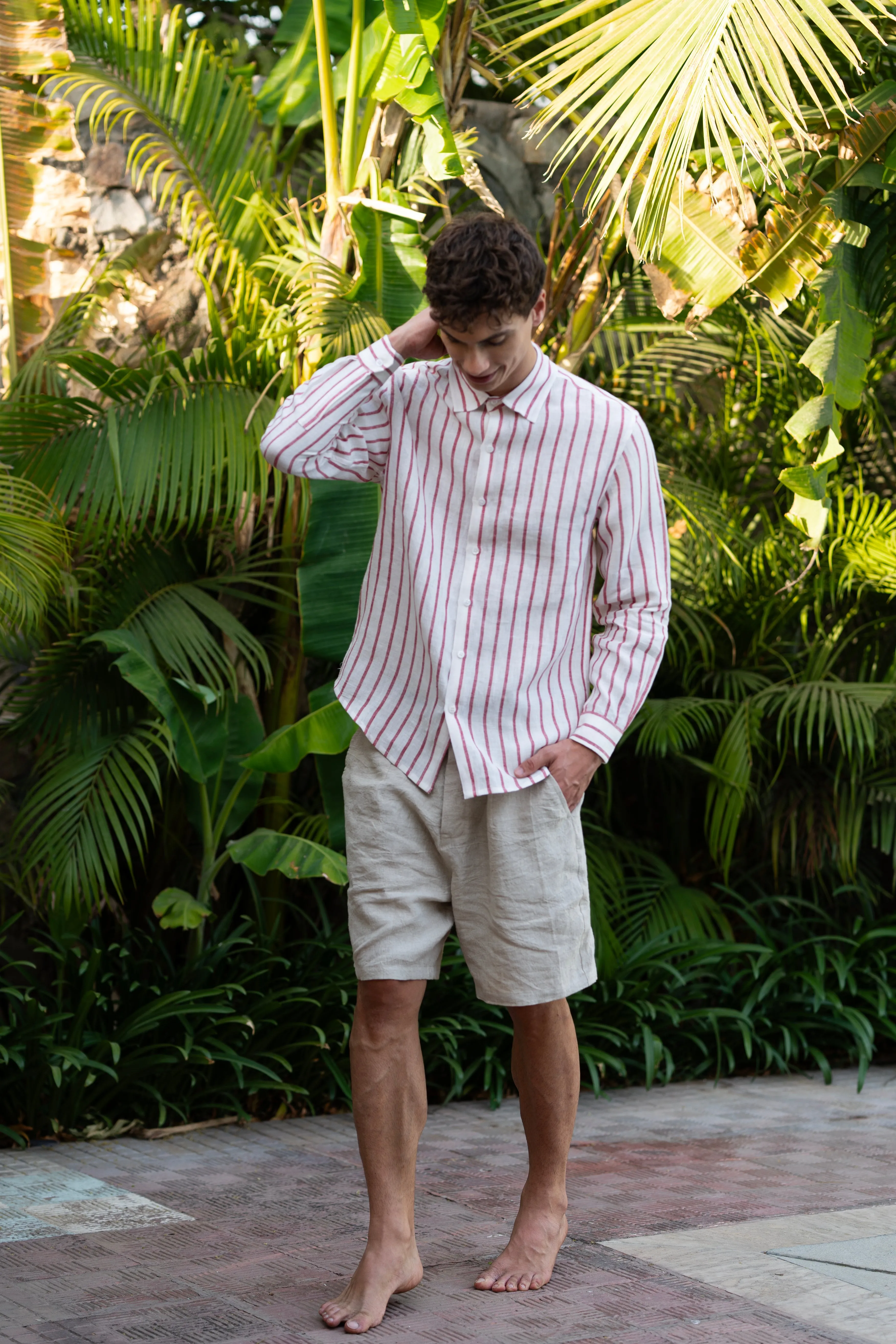 Linen Colin Shirt-Rene Red