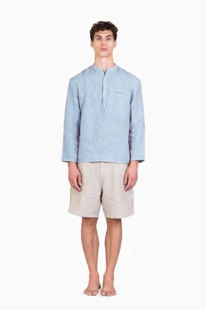 Linen Hugh Shirt-Swirly Green