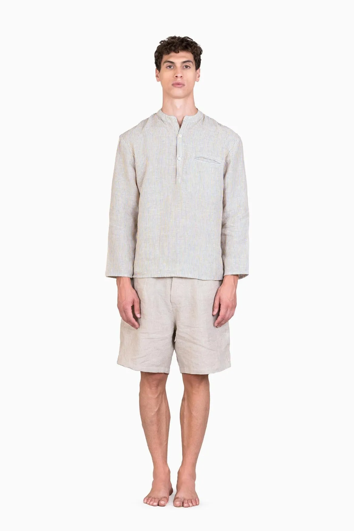 Linen Hugh Shirt-Swirly Green