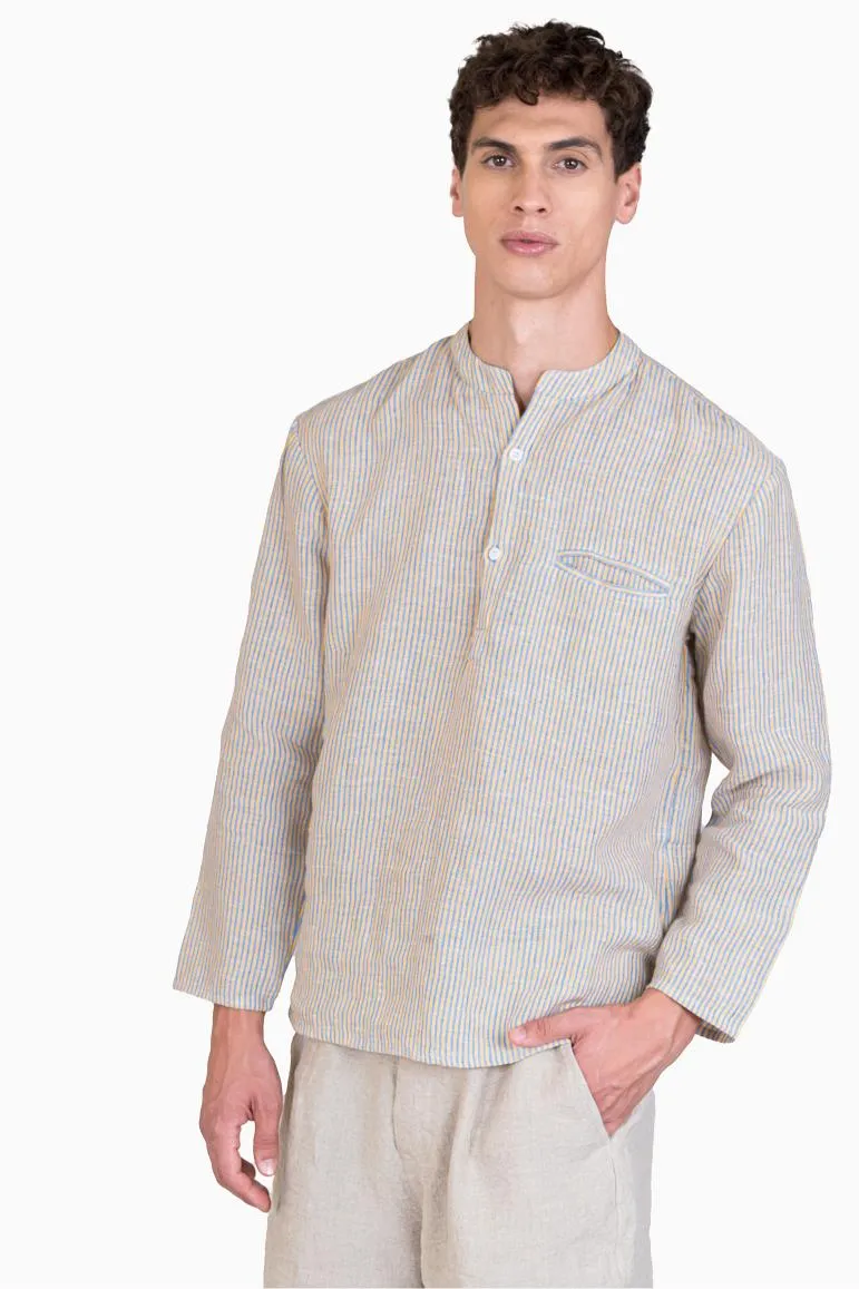 Linen Hugh Shirt-Swirly Green