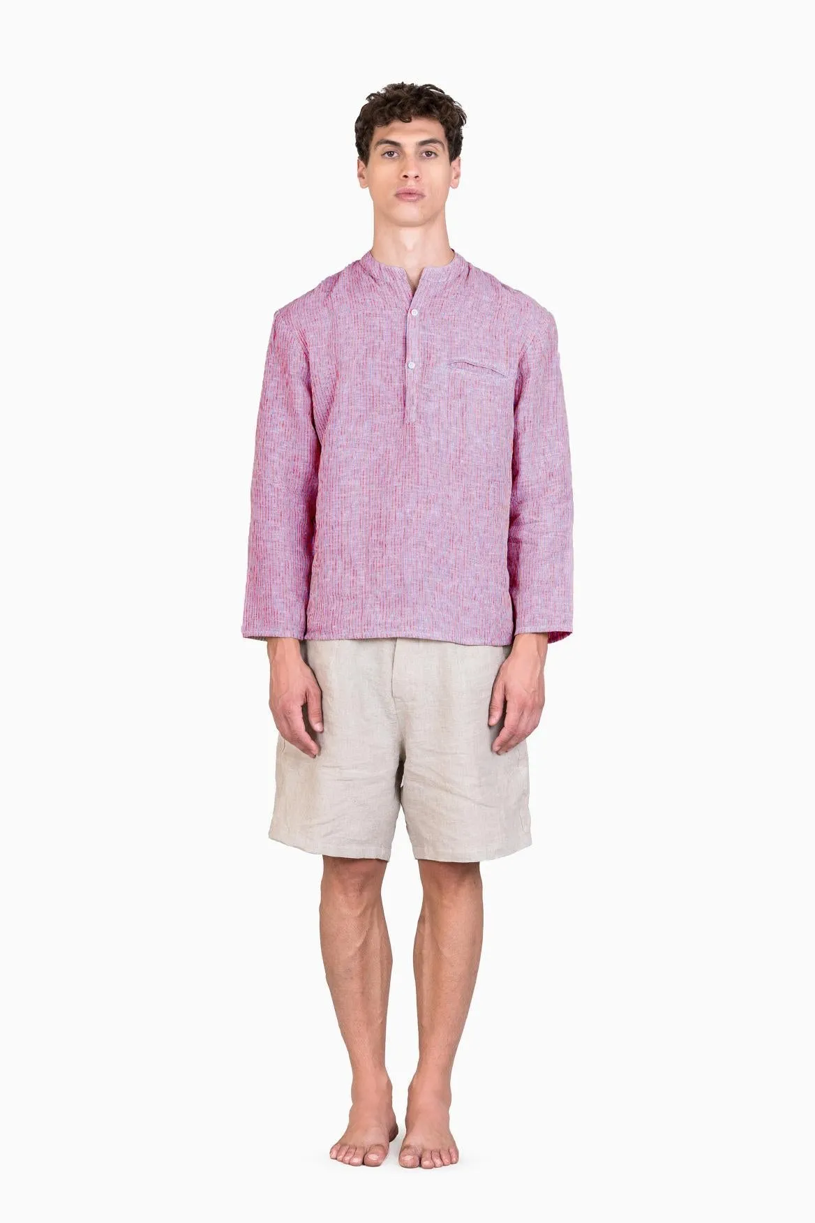 Linen Hugh Shirt-Swirly Green