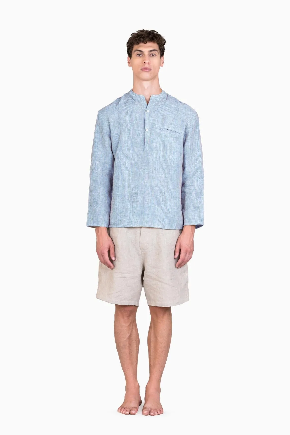 Linen Hugh Shirt-Swirly Green