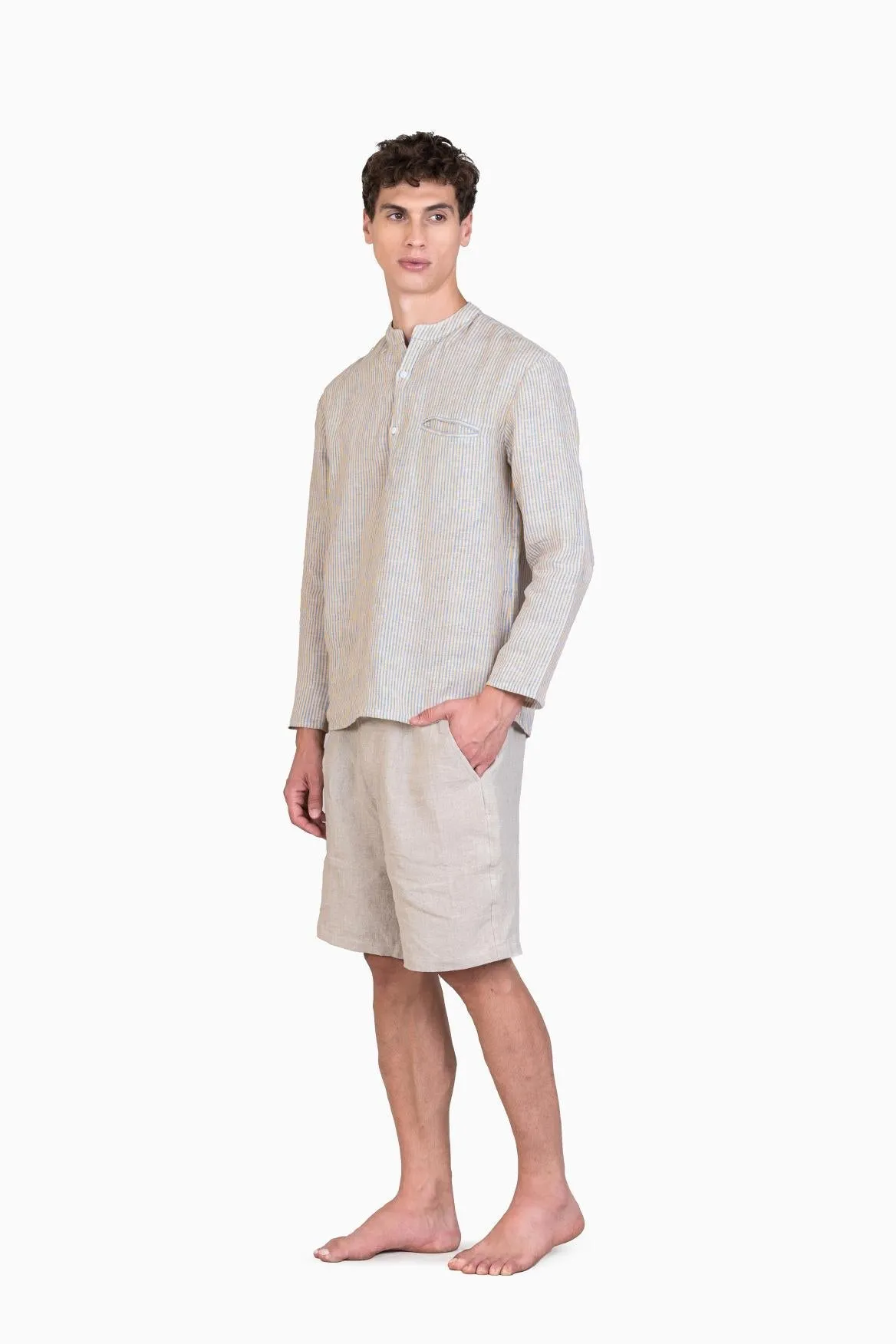 Linen Hugh Shirt-Swirly Green
