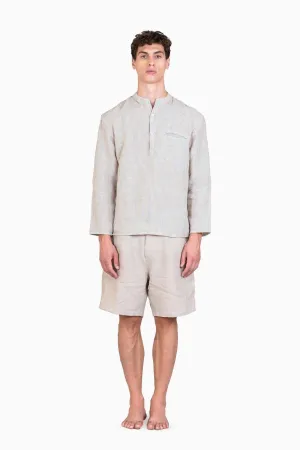 Linen Hugh Shirt-Swirly Yellow
