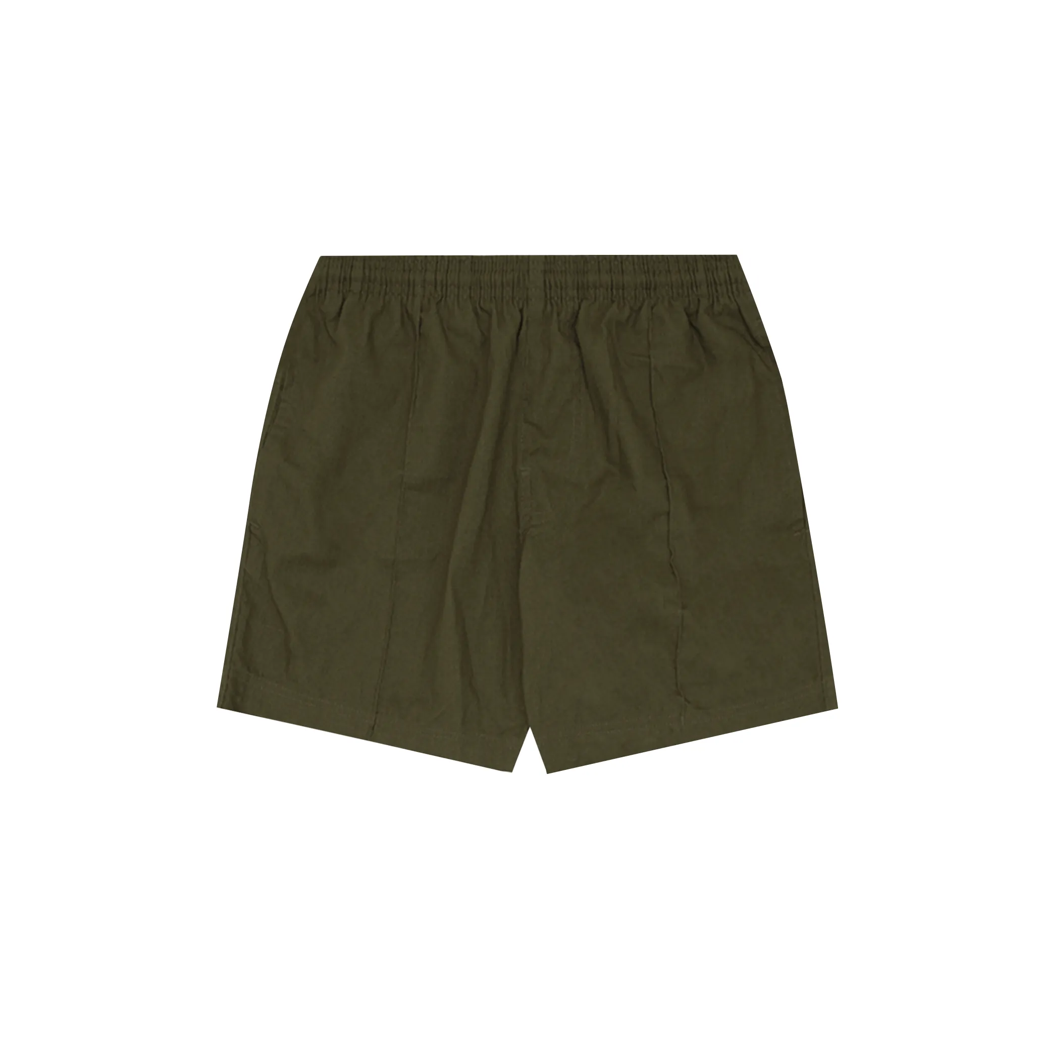 LINEN PLEATED HOUSE SHORTS IN OLIVE