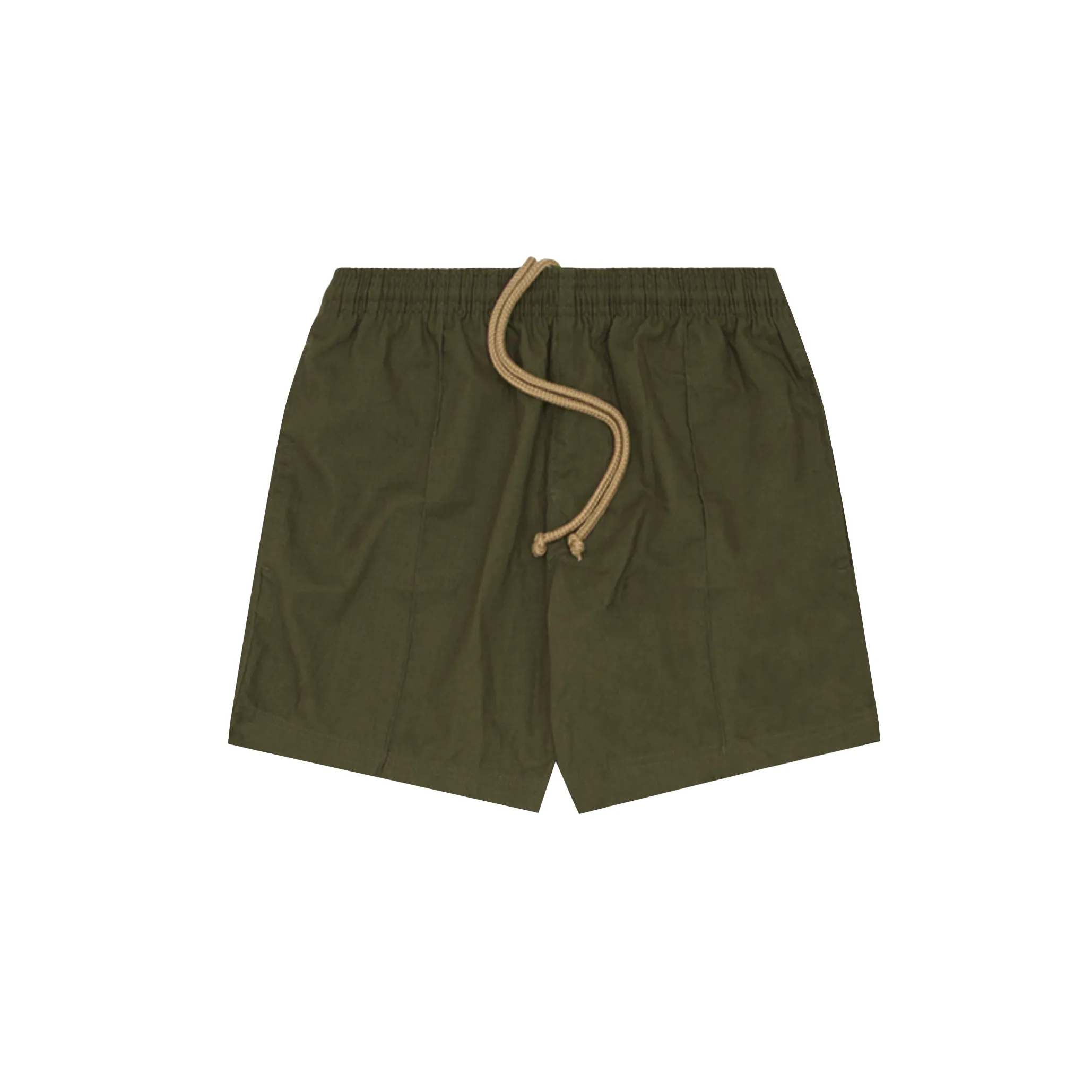 LINEN PLEATED HOUSE SHORTS IN OLIVE