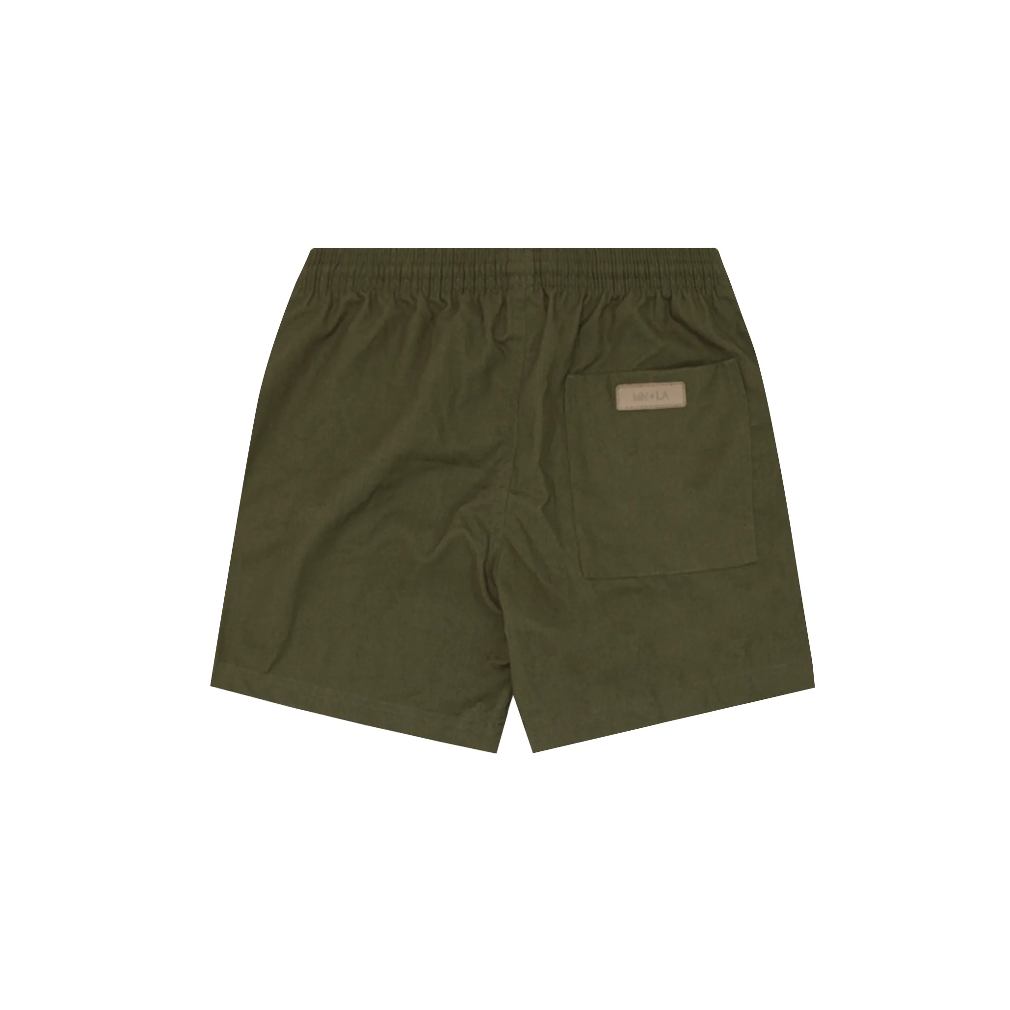 LINEN PLEATED HOUSE SHORTS IN OLIVE