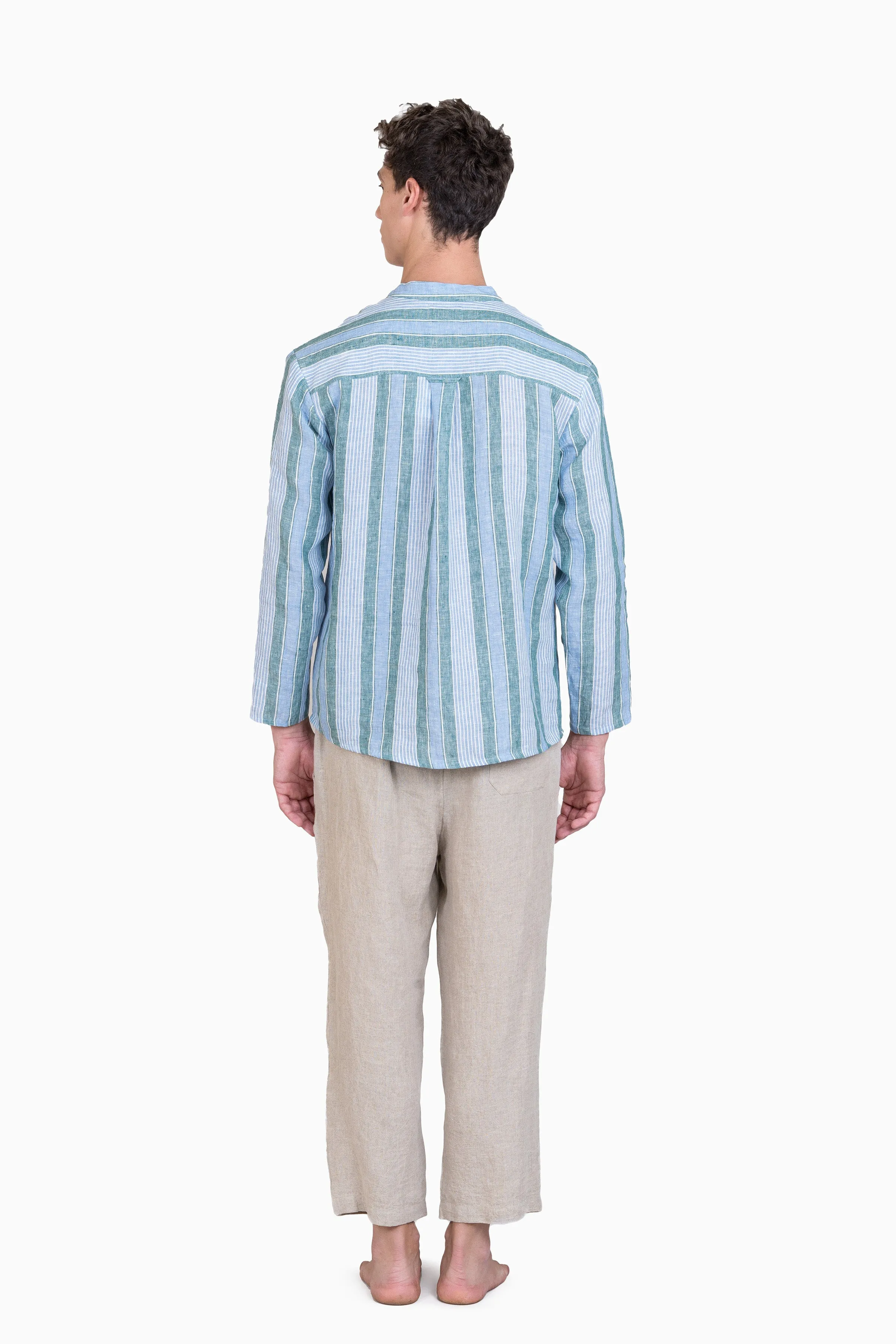 Linen Trevor Shirt-Vern Green