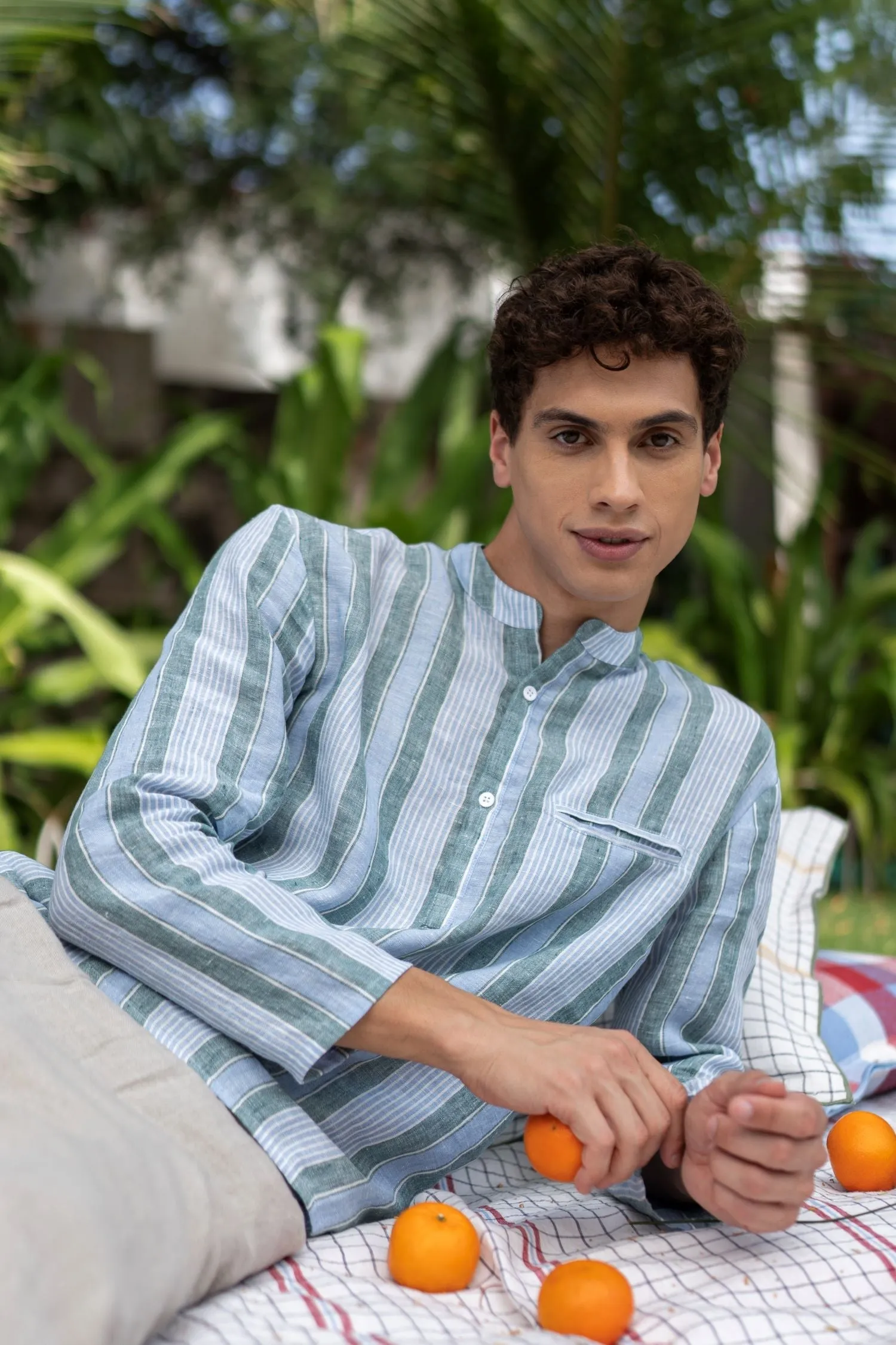 Linen Trevor Shirt-Vern Green