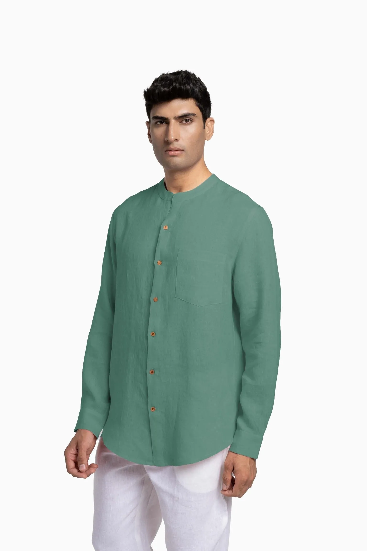 Linen Tyler Shirt-Muted Mocha
