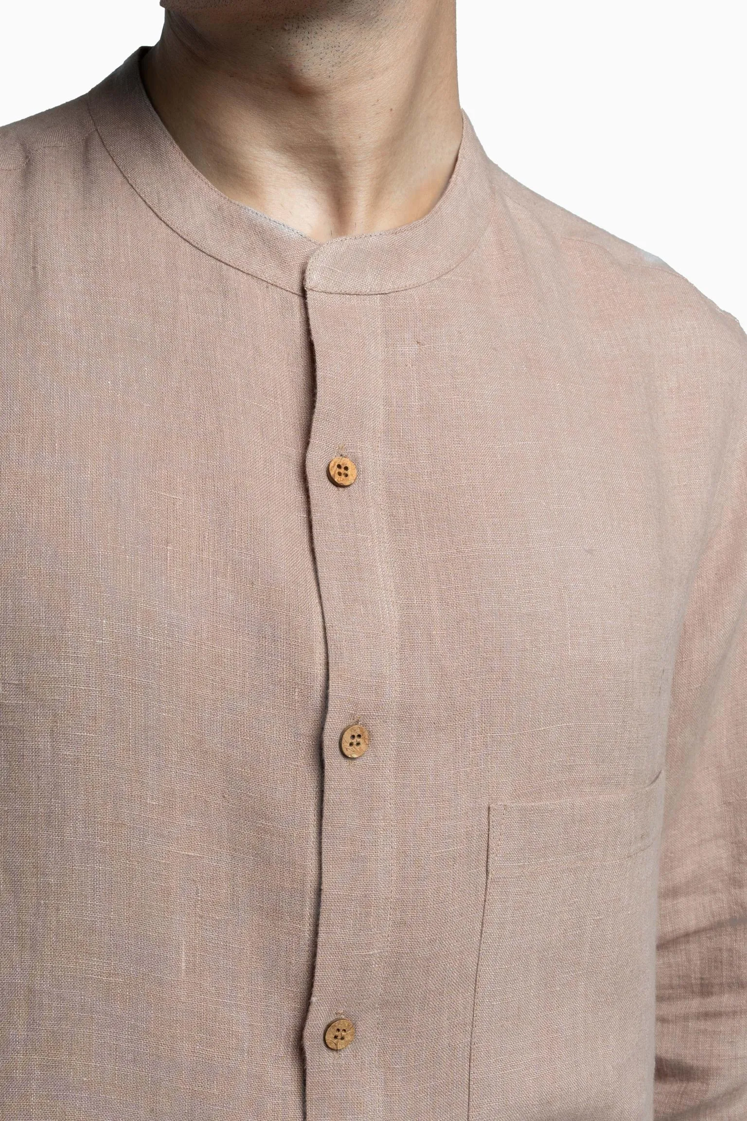Linen Tyler Shirt-Muted Mocha