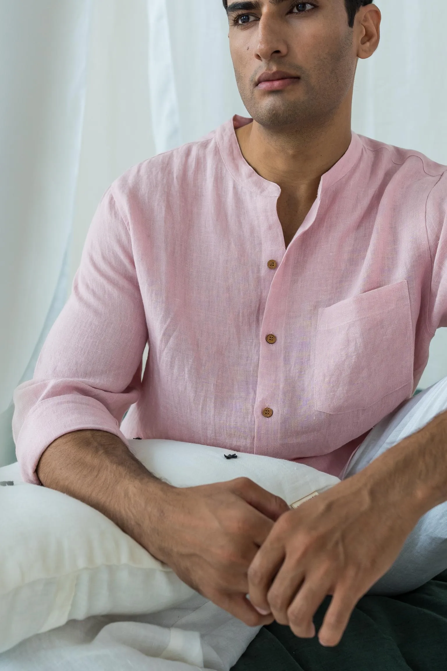 Linen Tyler Shirt-Petal Pink