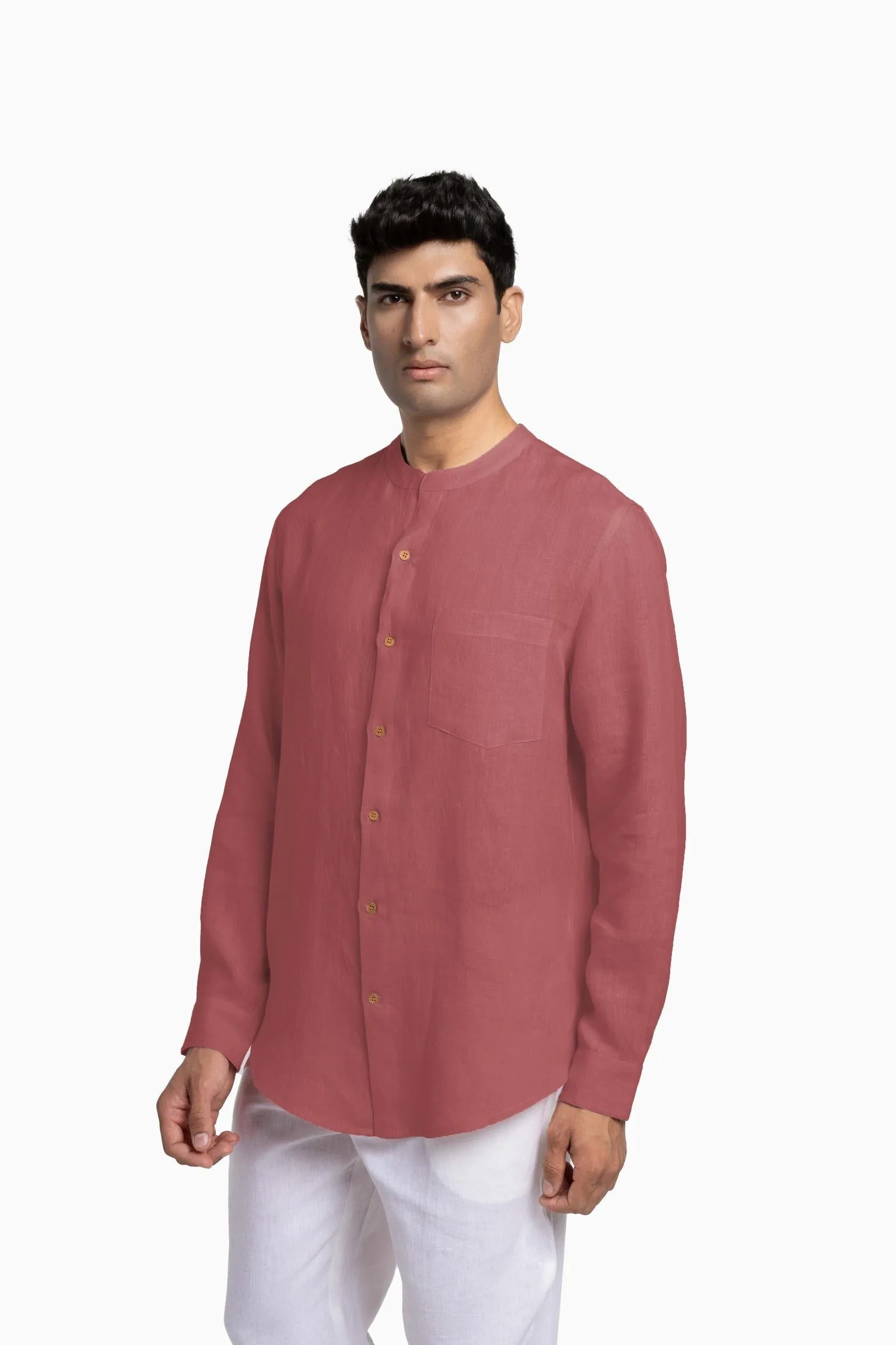 Linen Tyler Shirt-Petal Pink