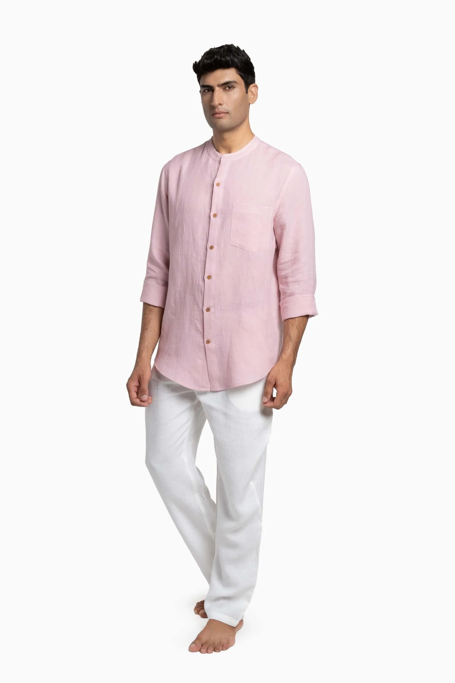 Linen Tyler Shirt-Petal Pink