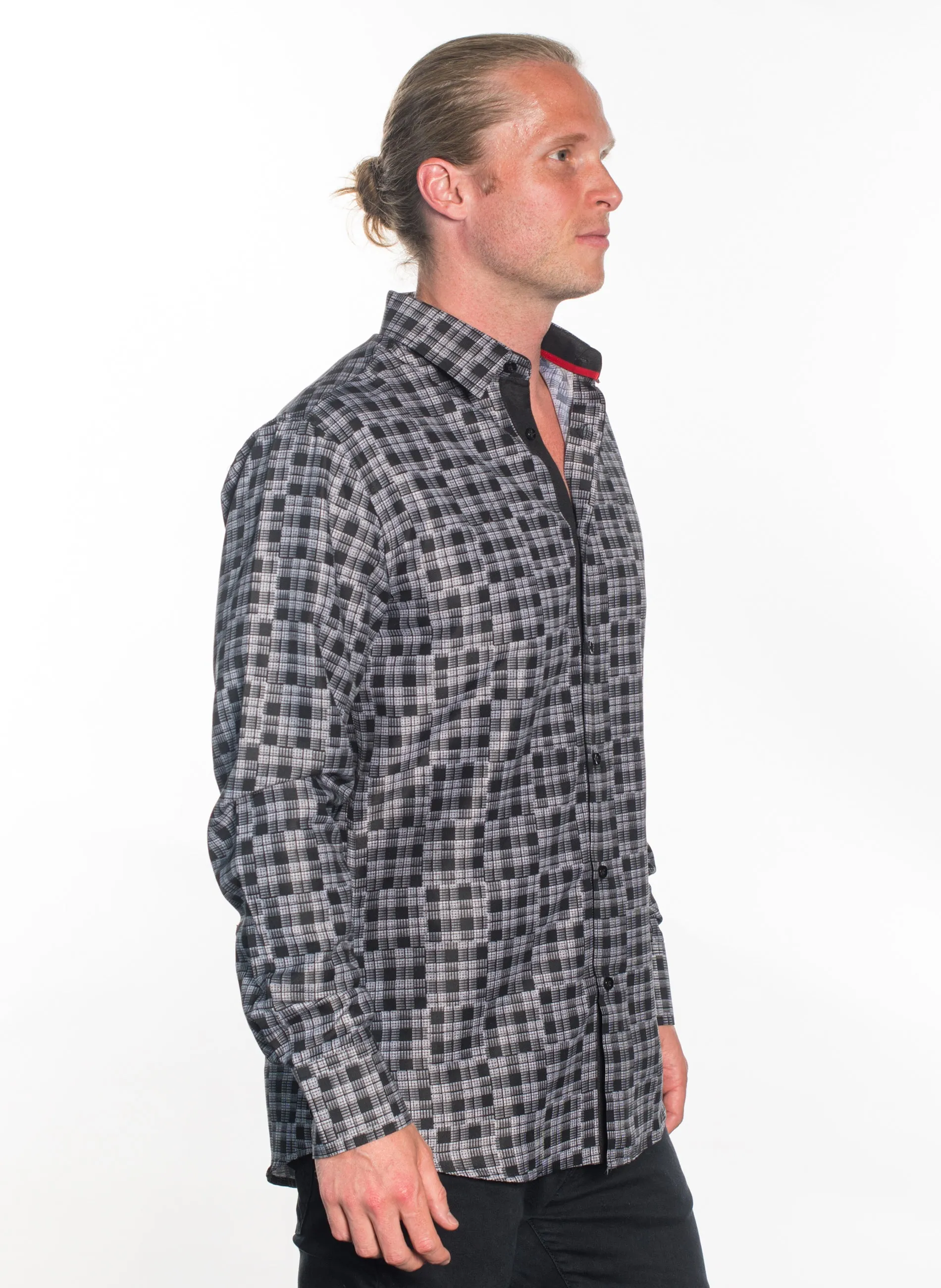 LSWG-377 MEN'S PRINTED LONG SLEEVE DRESS SHIRT
