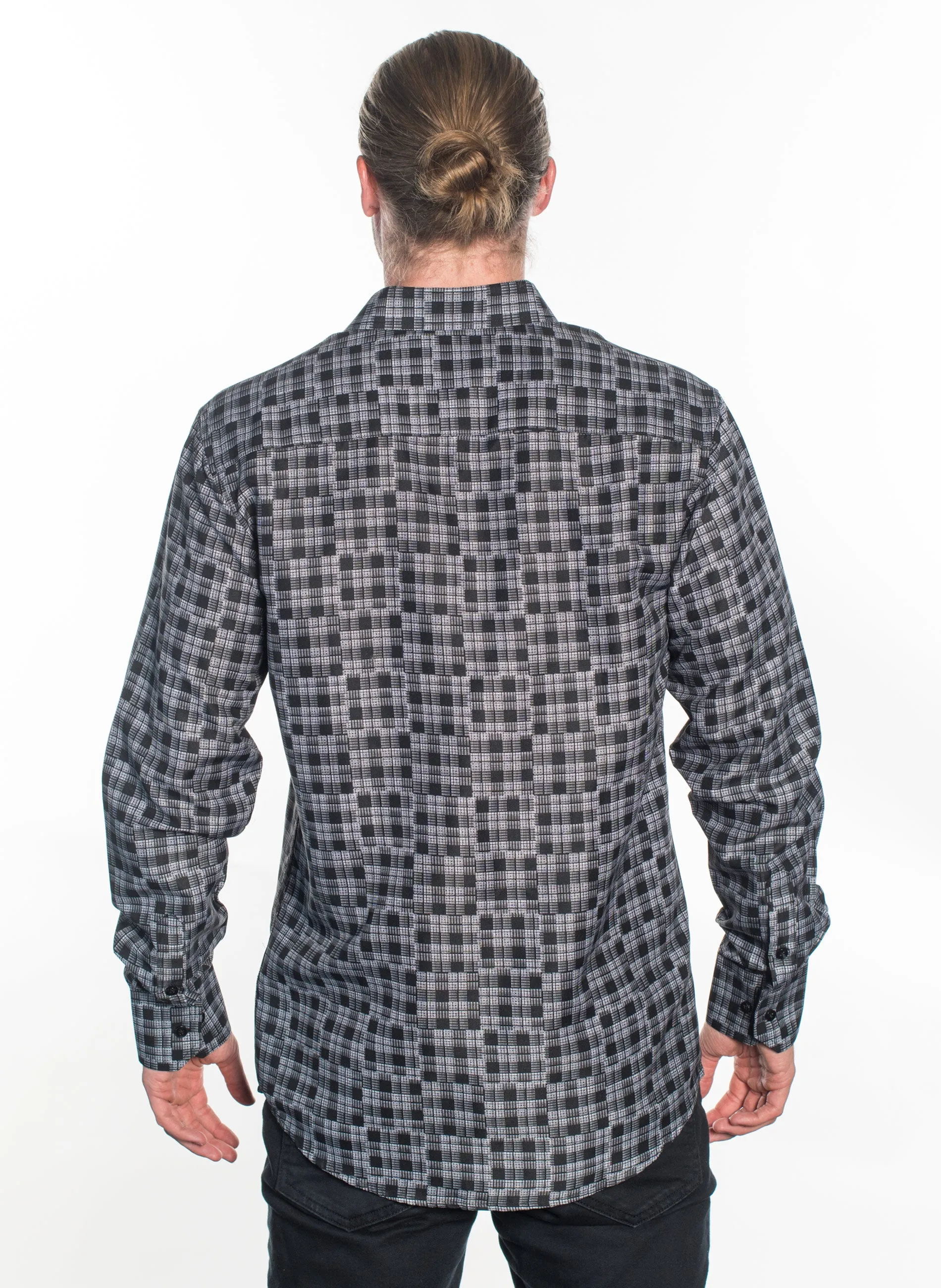LSWG-377 MEN'S PRINTED LONG SLEEVE DRESS SHIRT