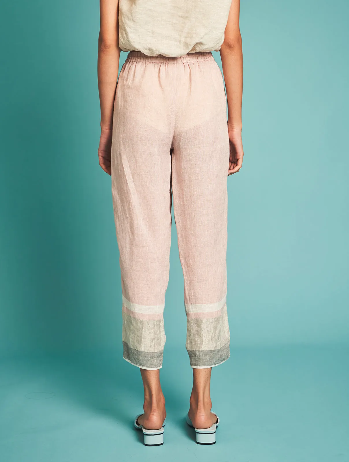 Manan   I   Manan - Vara Pleated Pants - Blush  Border Collection