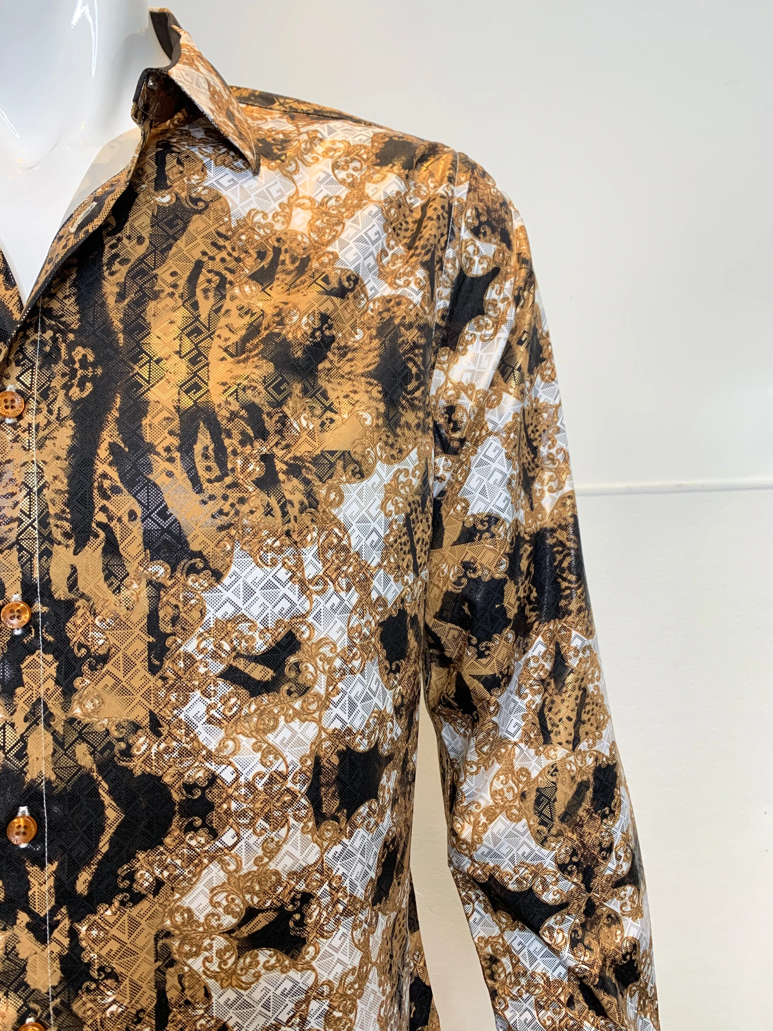 Martin Brown Gold Print Design Moderno Shirt