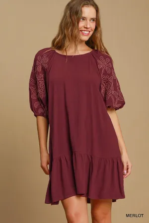 Maylah Linen Blend Embroidered Mini Dress