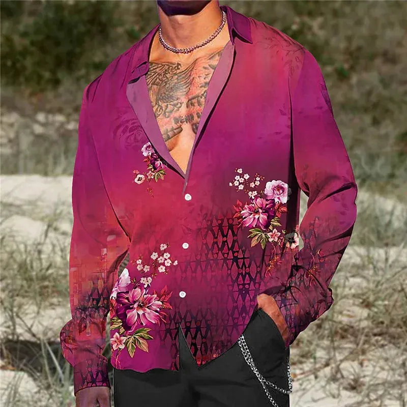 Men's 2023 Size Retro Graffiti Quality Ink Butterfly Material Outdoor Heavy discount Fashion Lapel High Plus Casual Flower Winter sale Painting Shirt Top