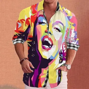 Men's 2023 Size Retro Graffiti Quality Ink Butterfly Material Outdoor Heavy discount Fashion Lapel High Plus Casual Flower Winter sale Painting Shirt Top