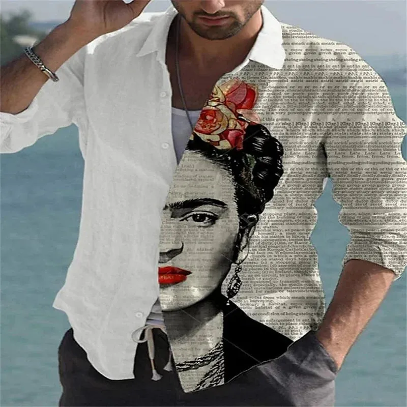 Men's 2023 Size Retro Graffiti Quality Ink Butterfly Material Outdoor Heavy discount Fashion Lapel High Plus Casual Flower Winter sale Painting Shirt Top